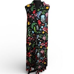 Anthropologie Pepaloves Underwater Sea Life Dress Sz M Jellyfish Cruise Resort